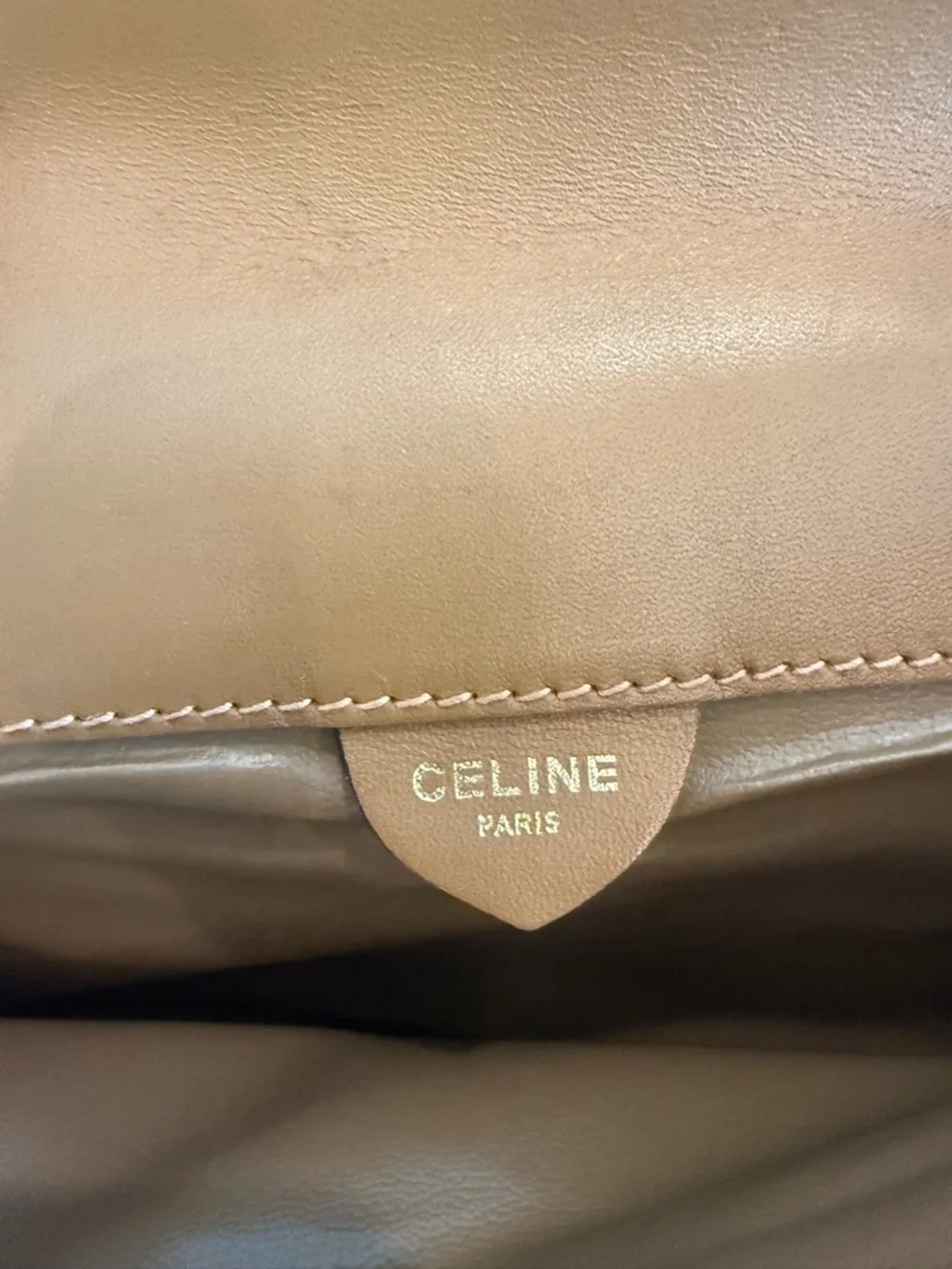 Celine Authentic Tan Macadam Crossbody Shoulder Bag w/Tan leather accent - Picture 8 of 15